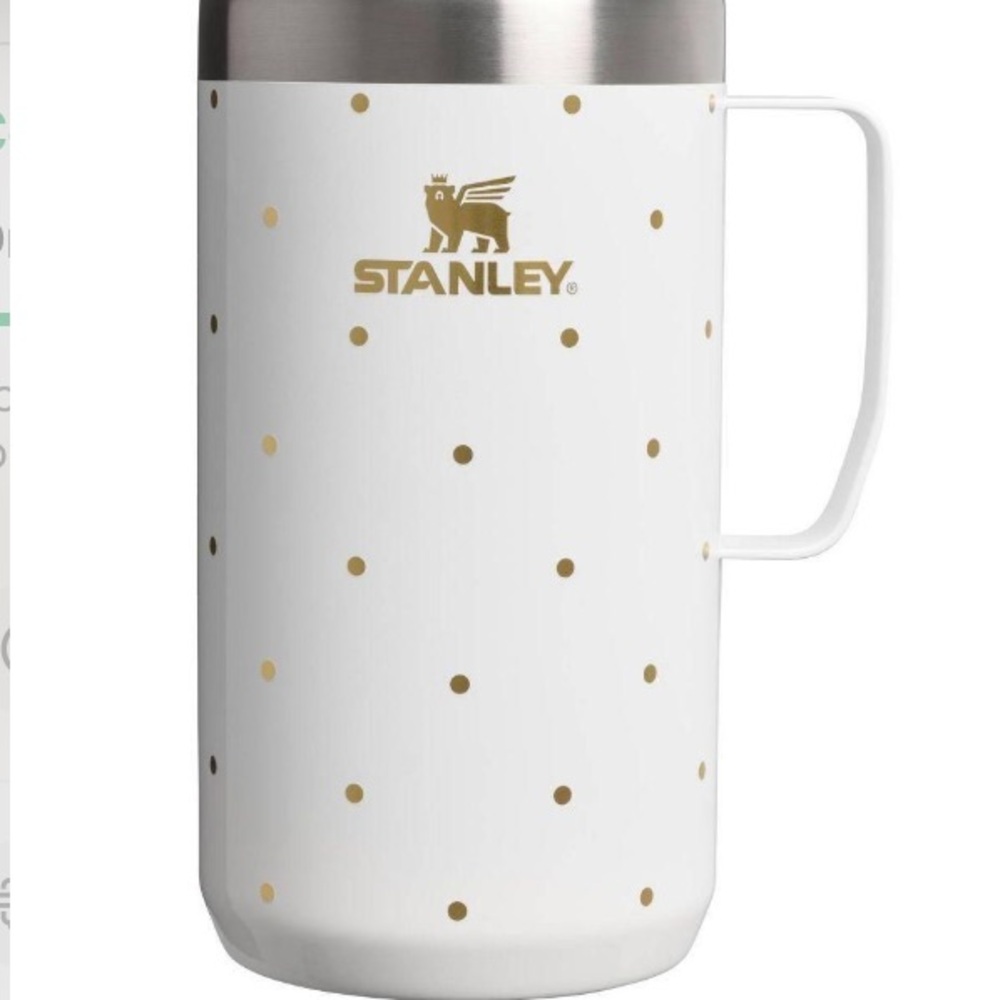 NWT Stanley White and Gold Polka Dot Mug 24 oz.  No offers